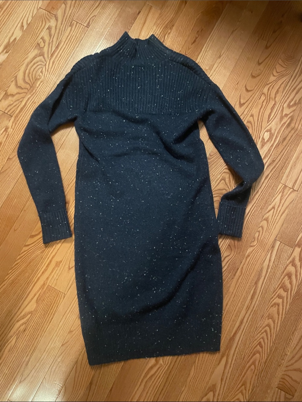 RW&CO. Black Speckled Knit Turtleneck Midi Dress